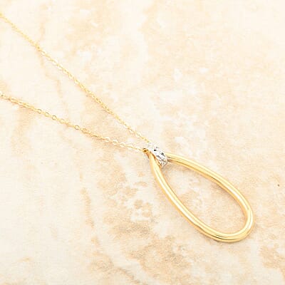 Italian 10K Yellow and White Gold Drop Necklace 18-20 Inches 1.40 Grams