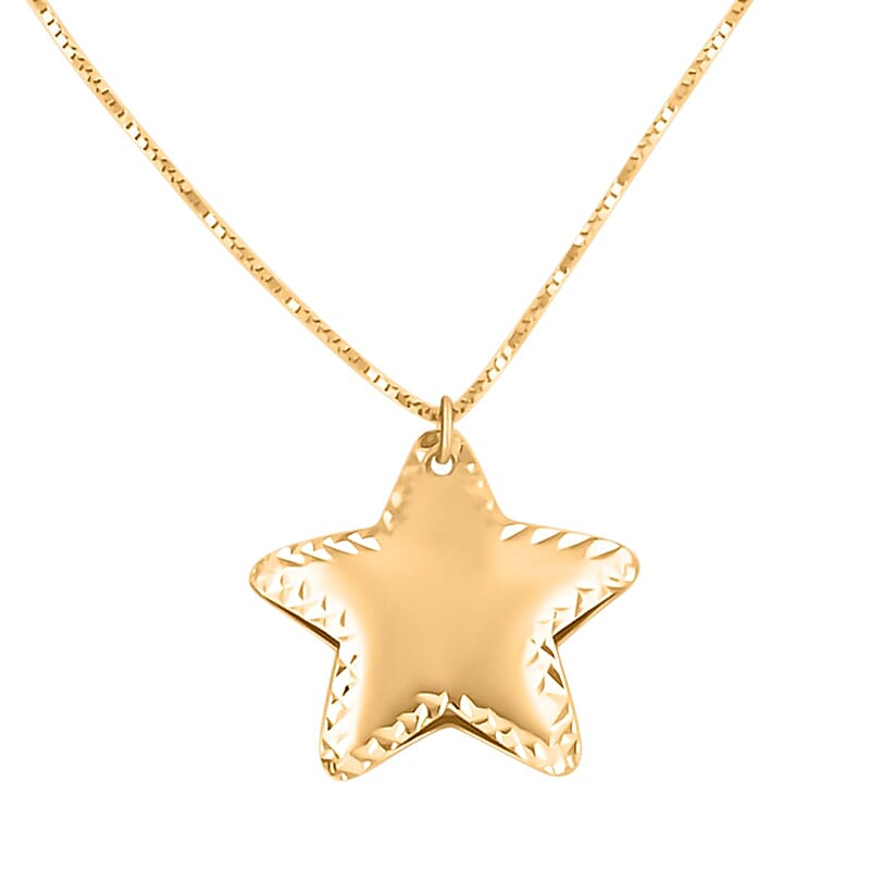 Italian 10K Yellow Gold Star Necklace 18-20 Inches 1.53 Grams