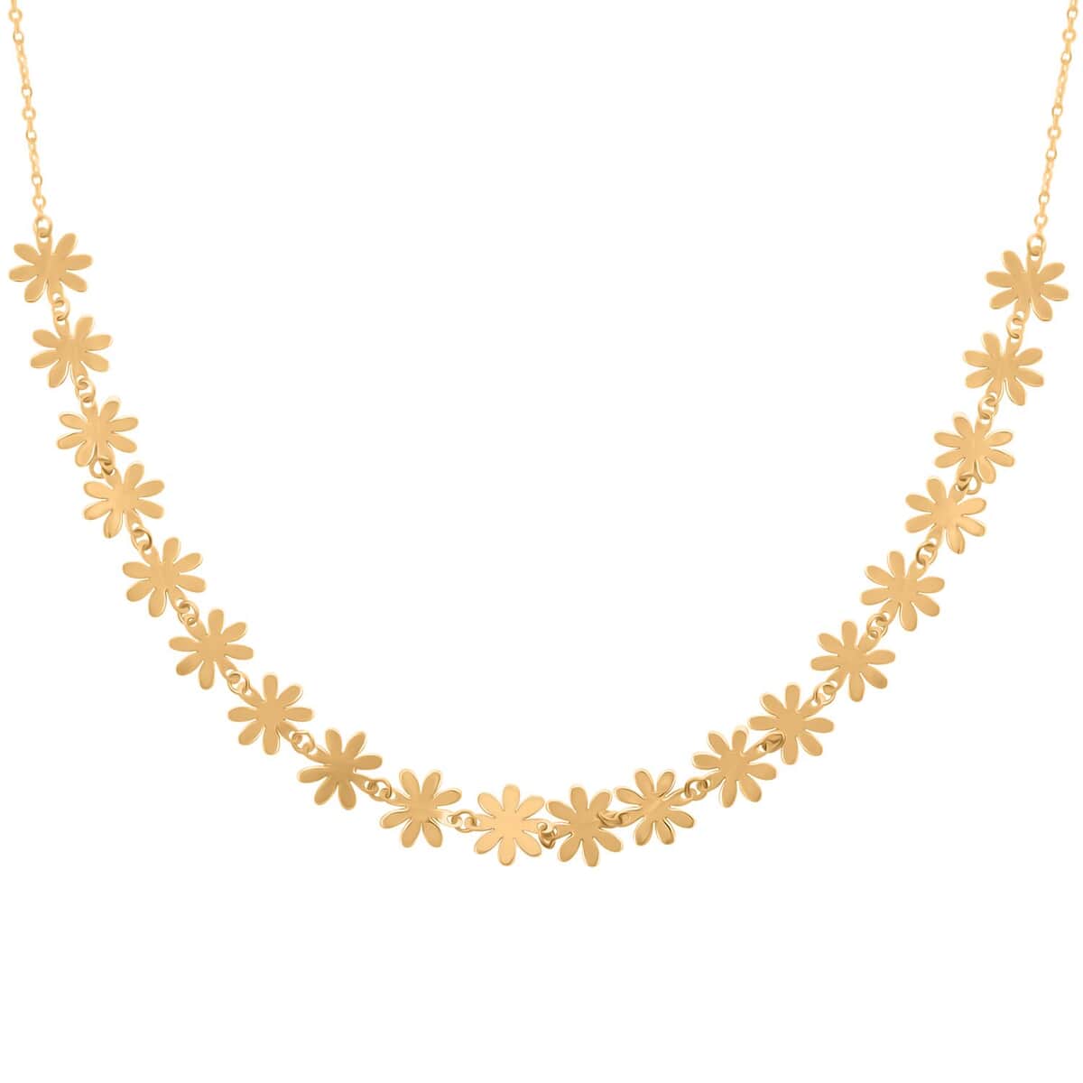 Italian Flower Station Necklace in 10K Yellow Gold 1.60 Grams 18-20 Inches image number 0