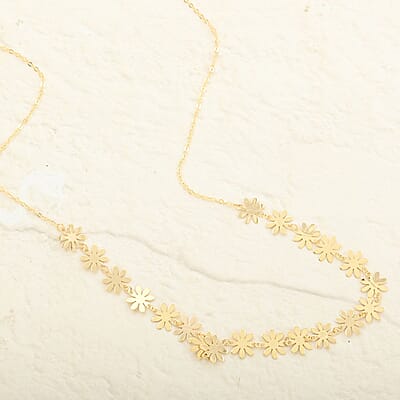 Italian Flower Station Necklace in 10K Yellow Gold 1.60 Grams 18-20 Inches