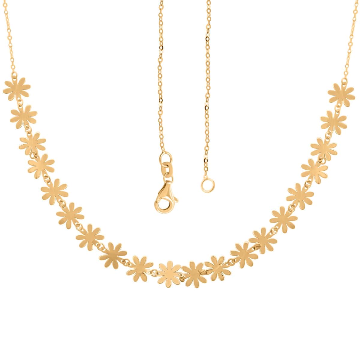 Italian Flower Station Necklace in 10K Yellow Gold 1.60 Grams 18-20 Inches image number 3