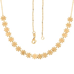 Italian Flower Station Necklace in 10K Yellow Gold 1.60 Grams 18-20 Inches