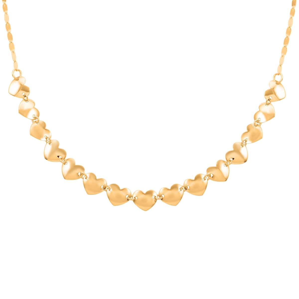 Italian Concave Heart Station Necklace in 10K Yellow Gold 1.50 Grams 18-20 Inches image number 0