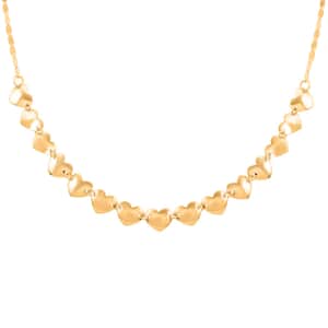 Italian Concave Heart Station Necklace in 10K Yellow Gold 1.50 Grams 18-20 Inches