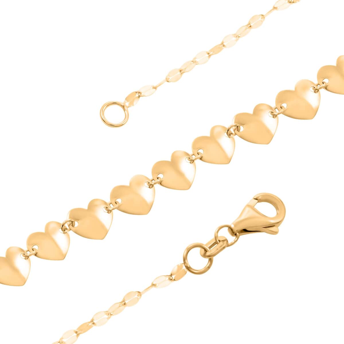 Italian Concave Heart Station Necklace in 10K Yellow Gold 1.50 Grams 18-20 Inches image number 2