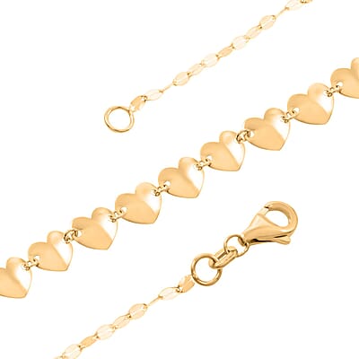 Italian Concave Heart Station Necklace in 10K Yellow Gold 1.50 Grams 18-20 Inches