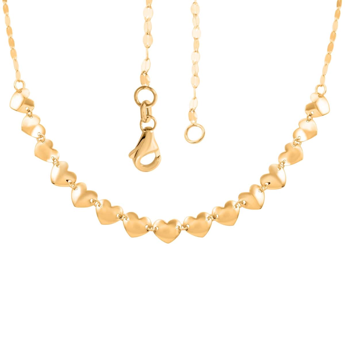 Italian Concave Heart Station Necklace in 10K Yellow Gold 1.50 Grams 18-20 Inches image number 3