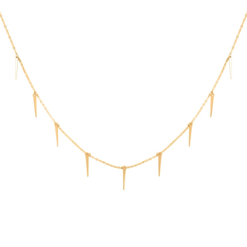 Italian Sword Drop Station Necklace in 10K Yellow Gold 1.16 Grams 18-20 Inches