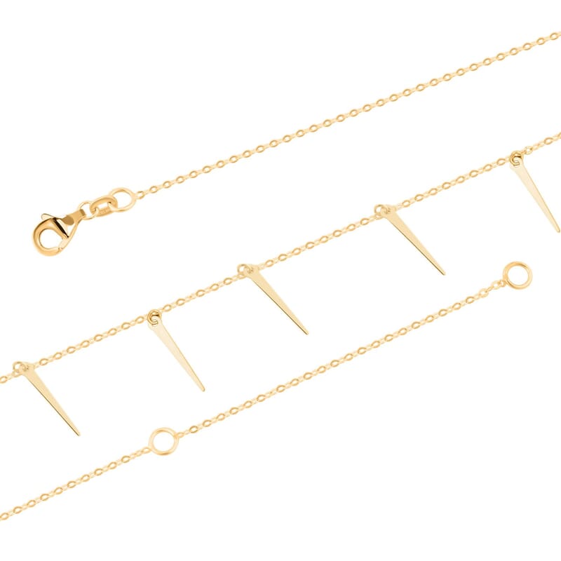 Italian Sword Drop Station Necklace in 10K Yellow Gold 1.16 Grams 18-20 Inches