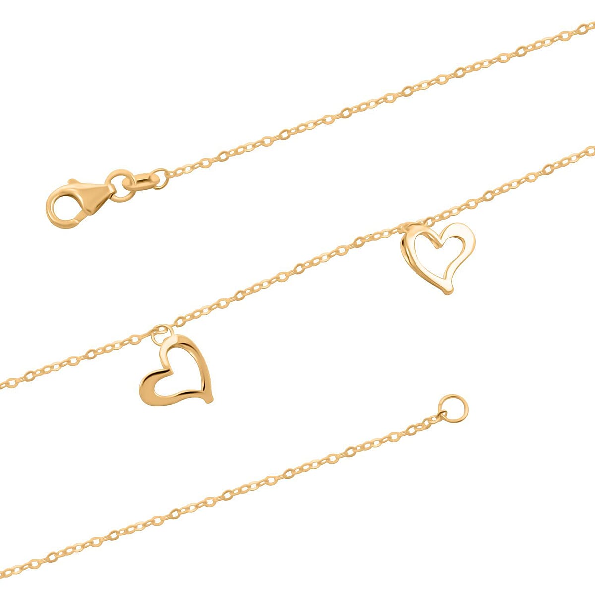Disegno Cuori Italian 10K Yellow Gold Station Necklace 18-20 Inches 1.20 Grams image number 2
