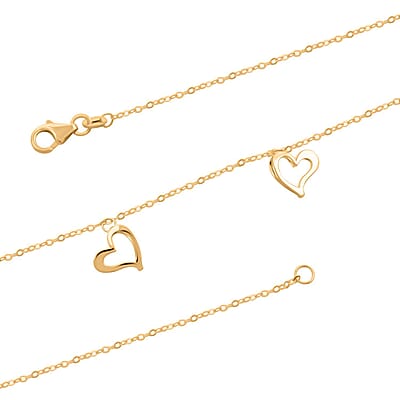 Disegno Cuori Italian 10K Yellow Gold Station Necklace 18-20 Inches 1.20 Grams