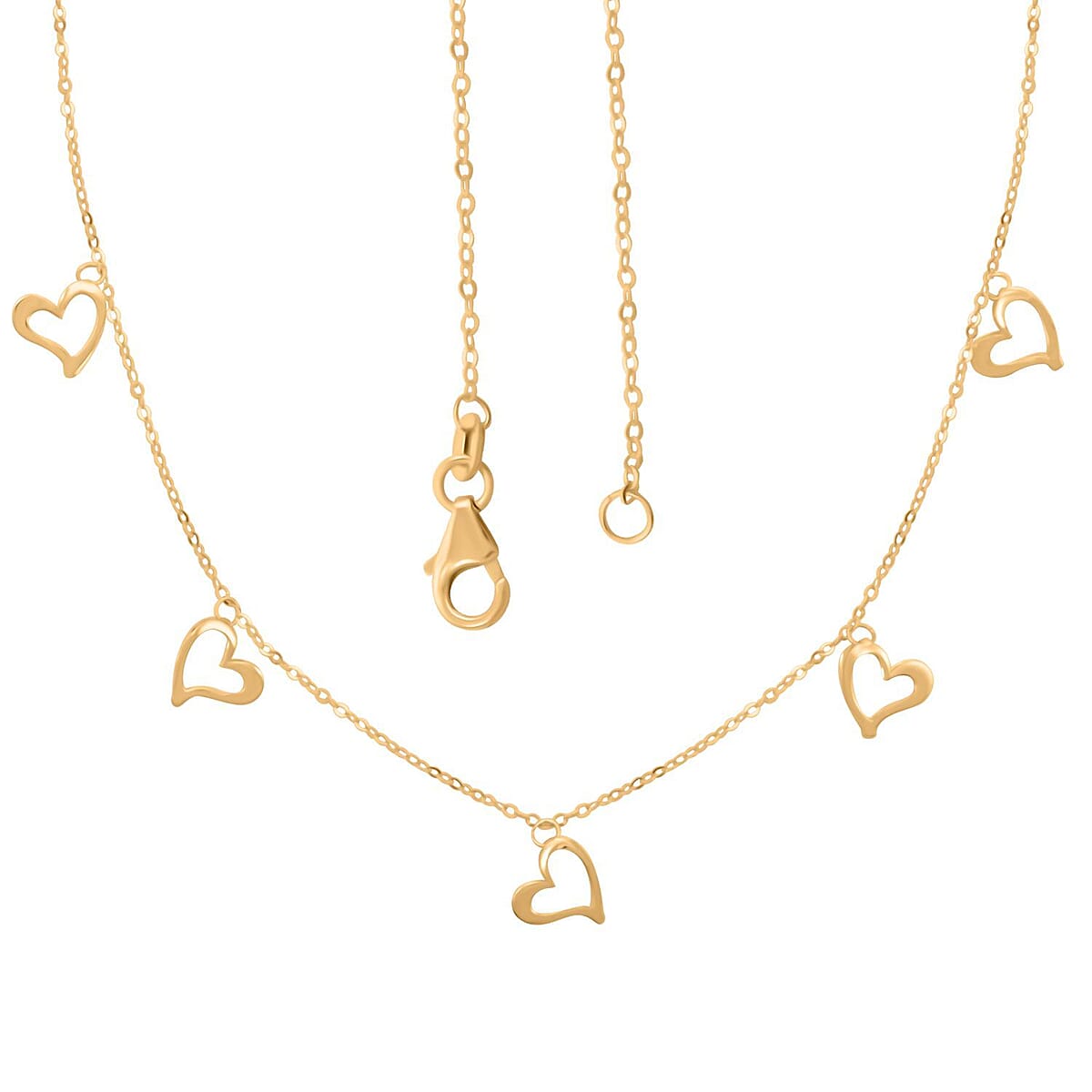 Disegno Cuori Italian 10K Yellow Gold Station Necklace 18-20 Inches 1.20 Grams image number 3