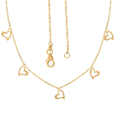 Disegno Cuori Italian 10K Yellow Gold Station Necklace 18-20 Inches 1.20 Grams
