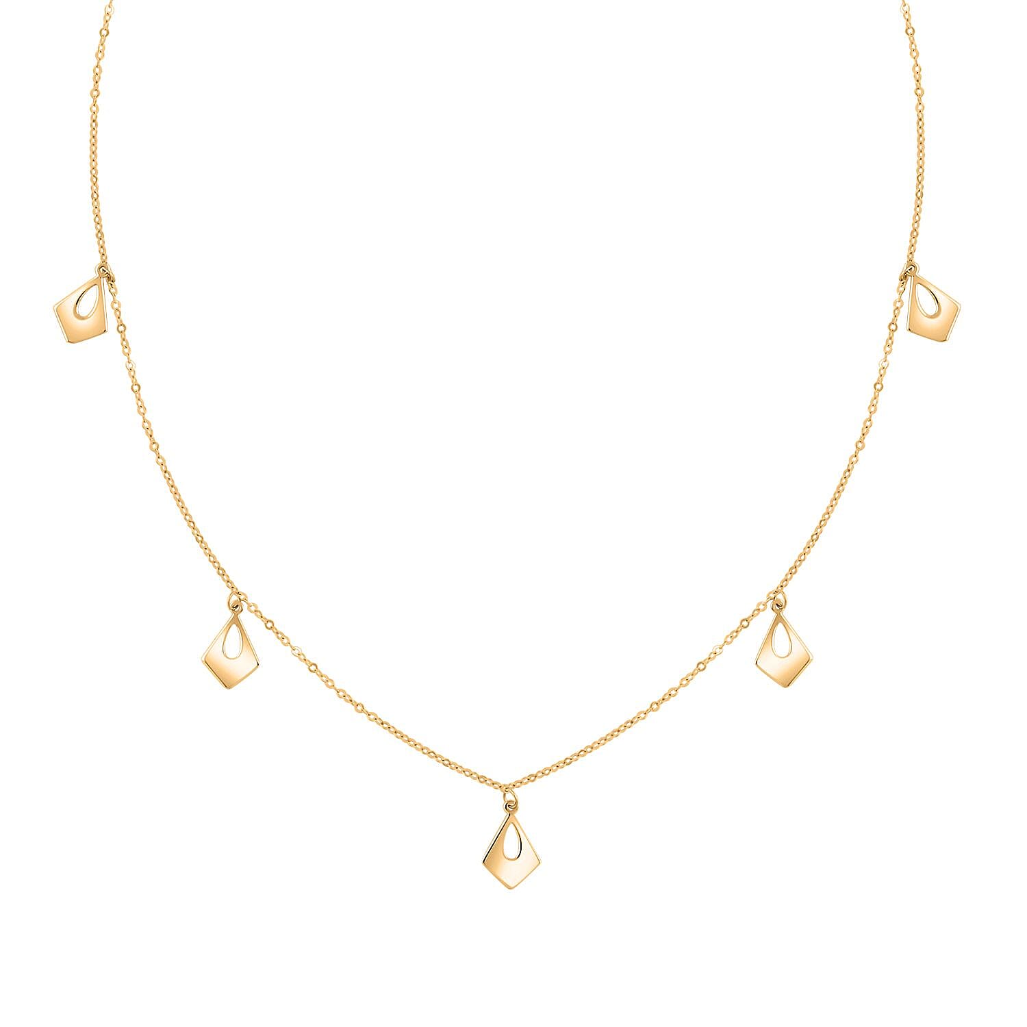 Lanterne Collection Italian 10K Yellow Gold Station Necklace 18-20 Inches 1.10 Grams