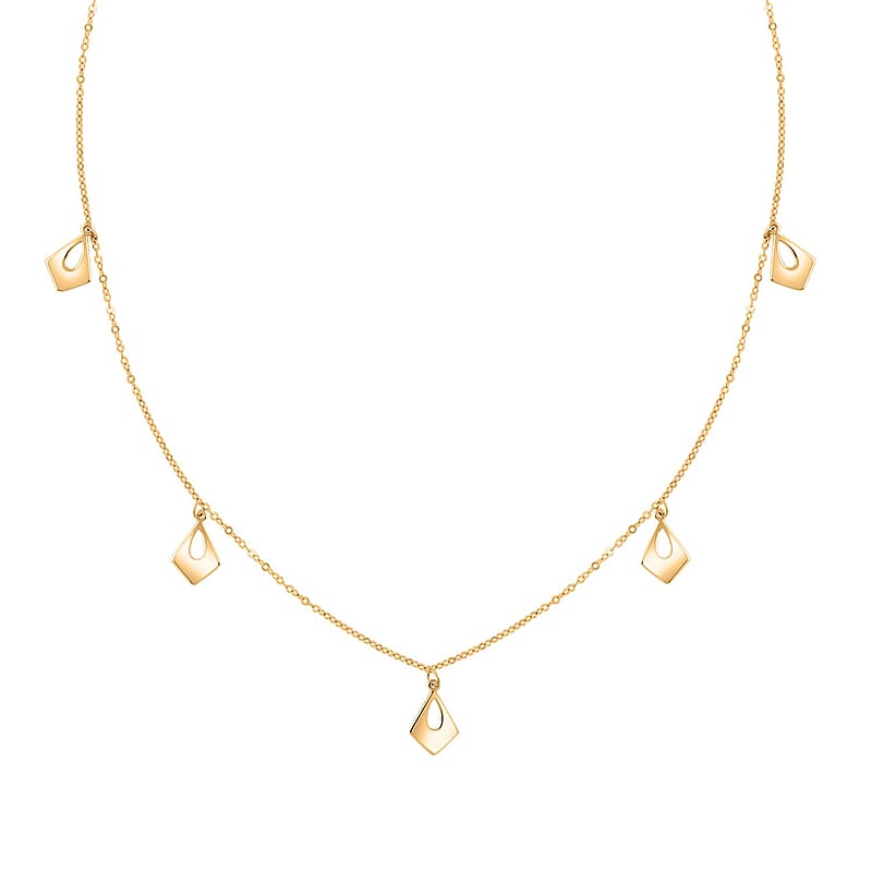Lanterne Collection Italian 10K Yellow Gold Station Necklace 18-20 Inches 1.10 Grams