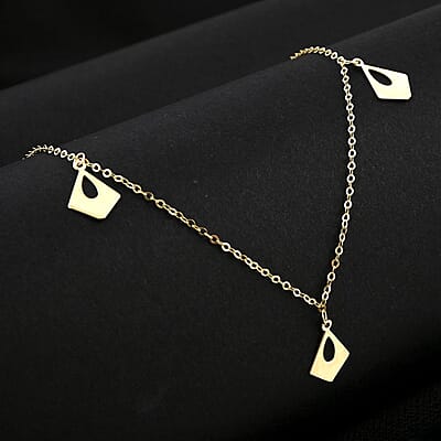 Lanterne Collection Italian 10K Yellow Gold Station Necklace 18-20 Inches 1.10 Grams