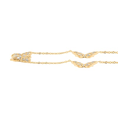 Italian 10K Yellow and White Gold Butterfly Station Necklace 18-20 Inches 2 Grams