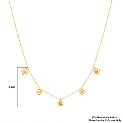 Quadrifoglio Italian 10K Yellow Gold Station Necklace 18-20 Inches 1.30 Grams