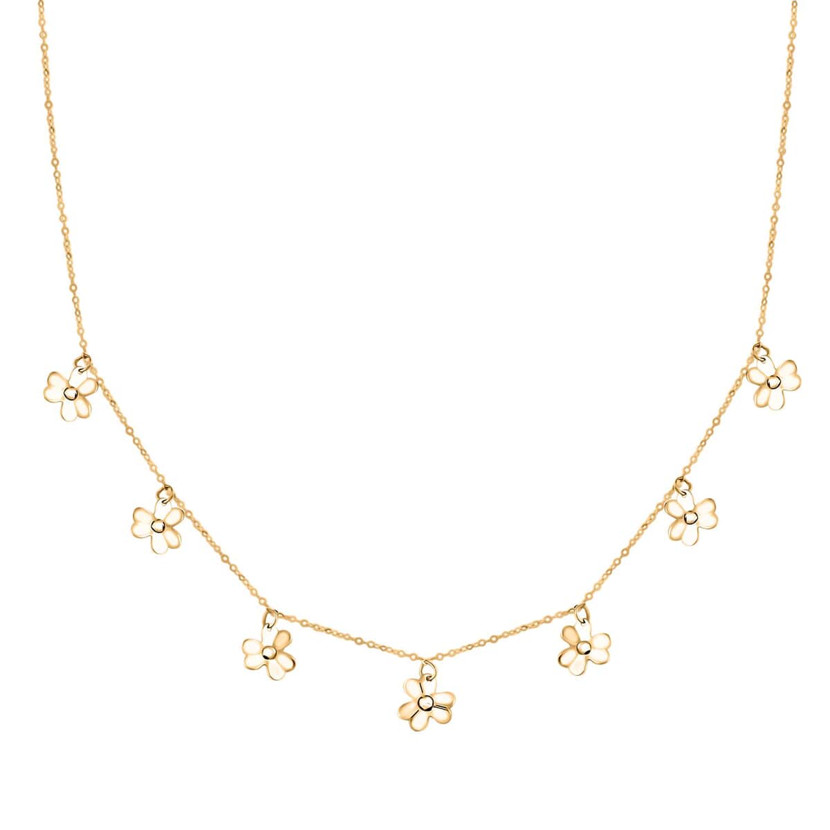 Italian 10K Yellow Gold Clover Station Necklace 18-20 Inches 1.90 Grams image number 0