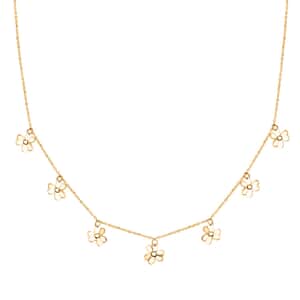 Italian 10K Yellow Gold Clover Station Necklace 18-20 Inches 1.90 Grams