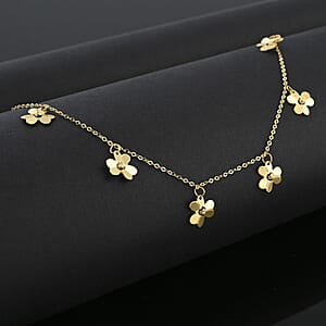 Italian 10K Yellow Gold Clover Station Necklace 18-20 Inches 1.90 Grams