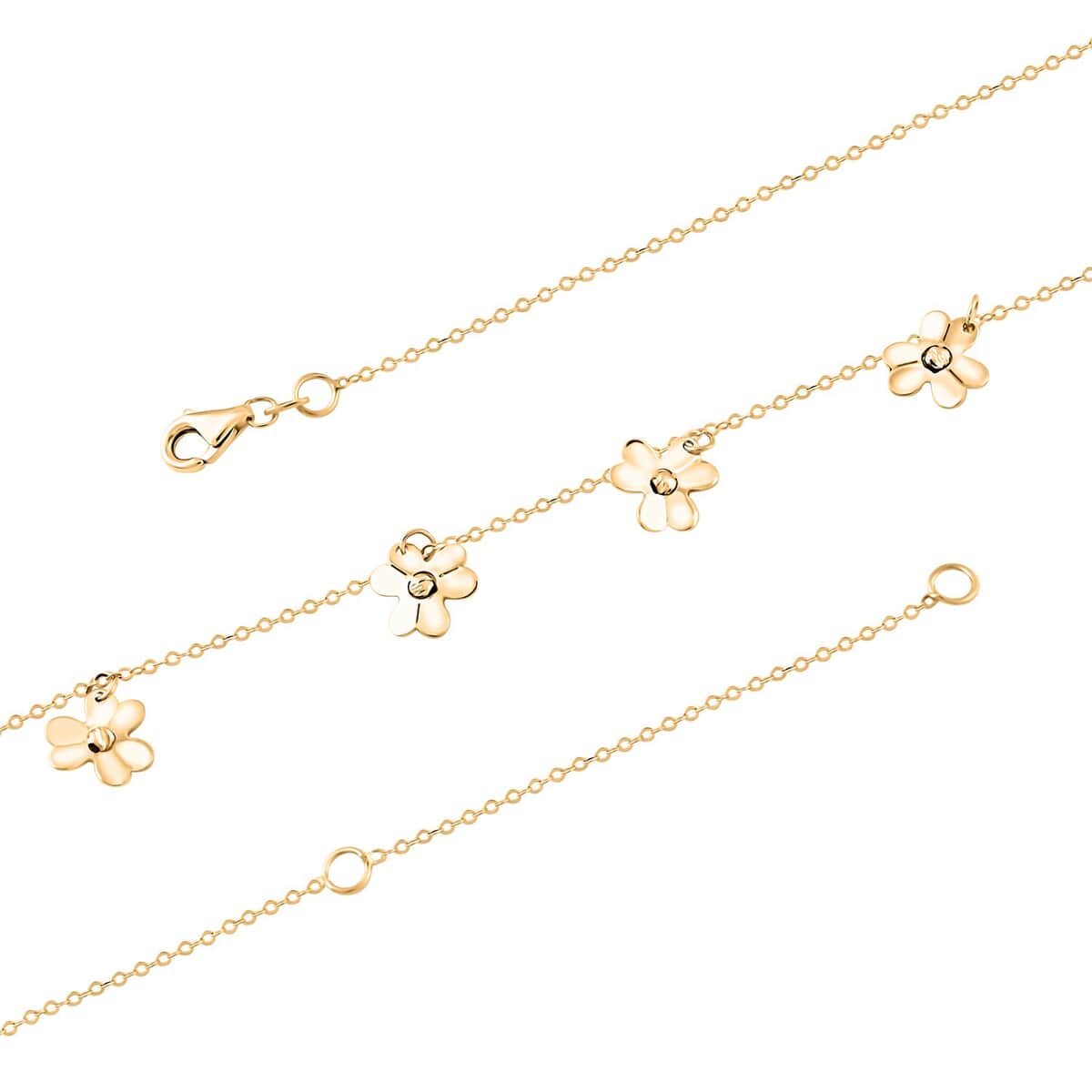 Italian 10K Yellow Gold Clover Station Necklace 18-20 Inches 1.90 Grams image number 2