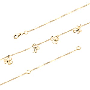 Italian 10K Yellow Gold Clover Station Necklace 18-20 Inches 1.90 Grams