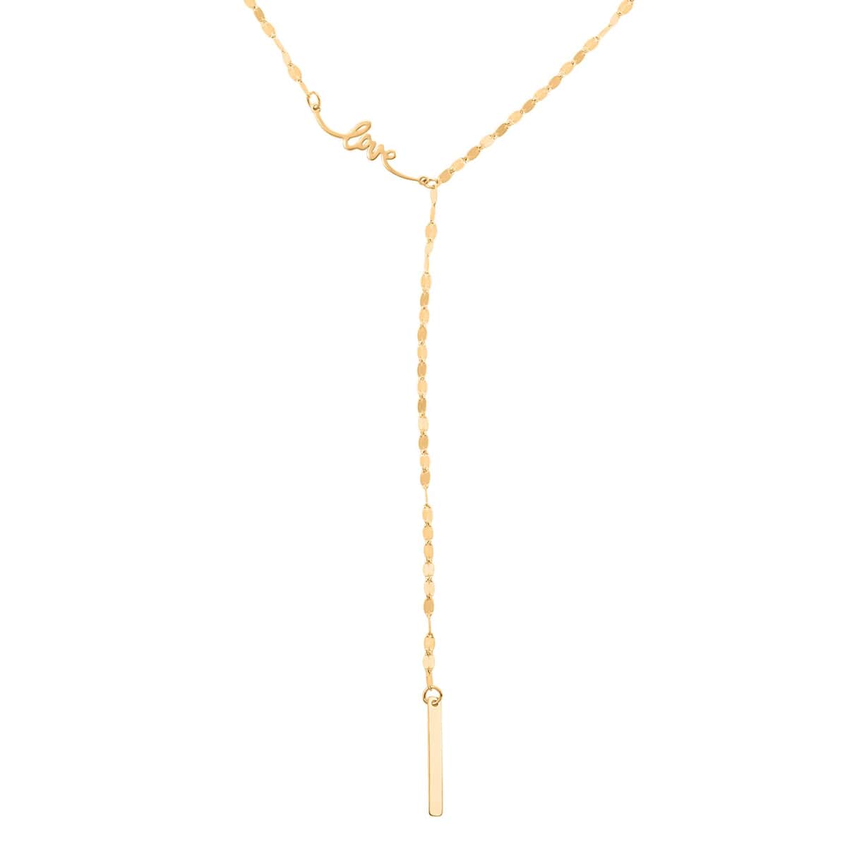 Italian Love Lariat Mirror Necklace in 10K Yellow Gold 1.30 Grams 18-20 Inches image number 0