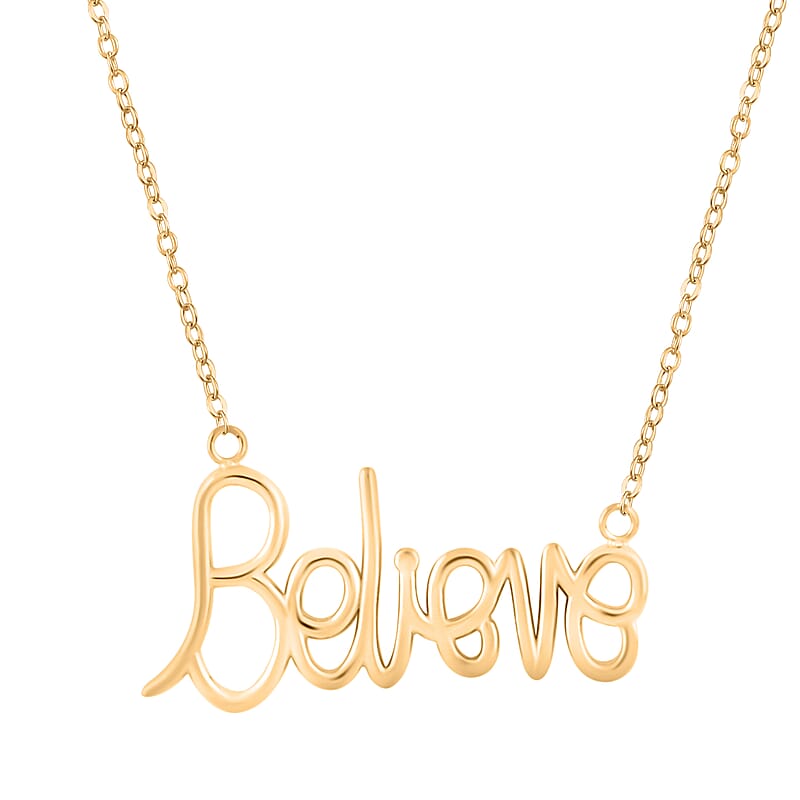 Italian 10K Yellow Gold Believe Script Necklace 18-20 Inches 1.90 Grams