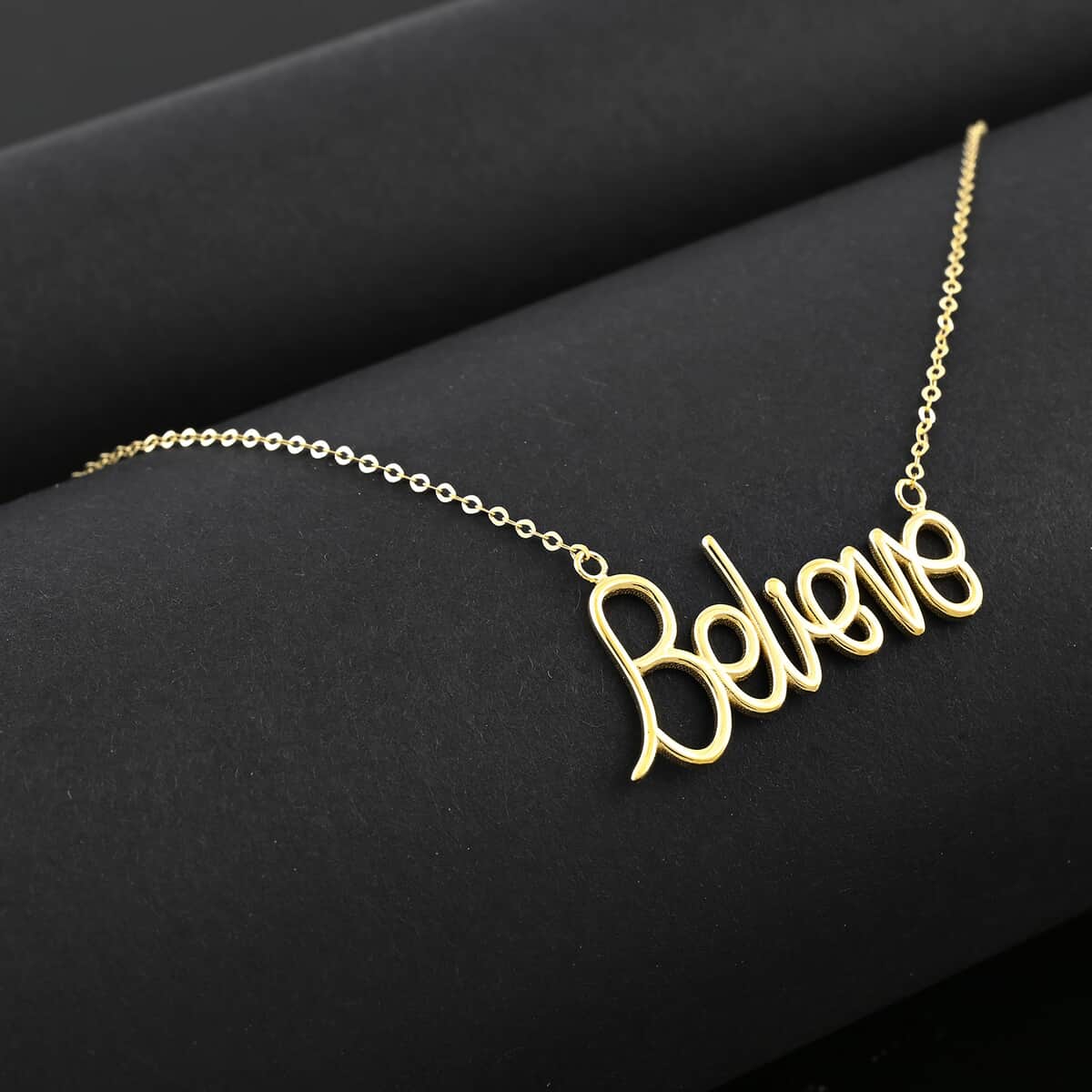 Italian 10K Yellow Gold Believe Script Necklace 18-20 Inches 1.90 Grams image number 1