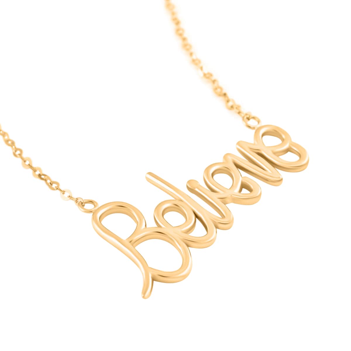 Italian 10K Yellow Gold Believe Script Necklace 18-20 Inches 1.90 Grams image number 2