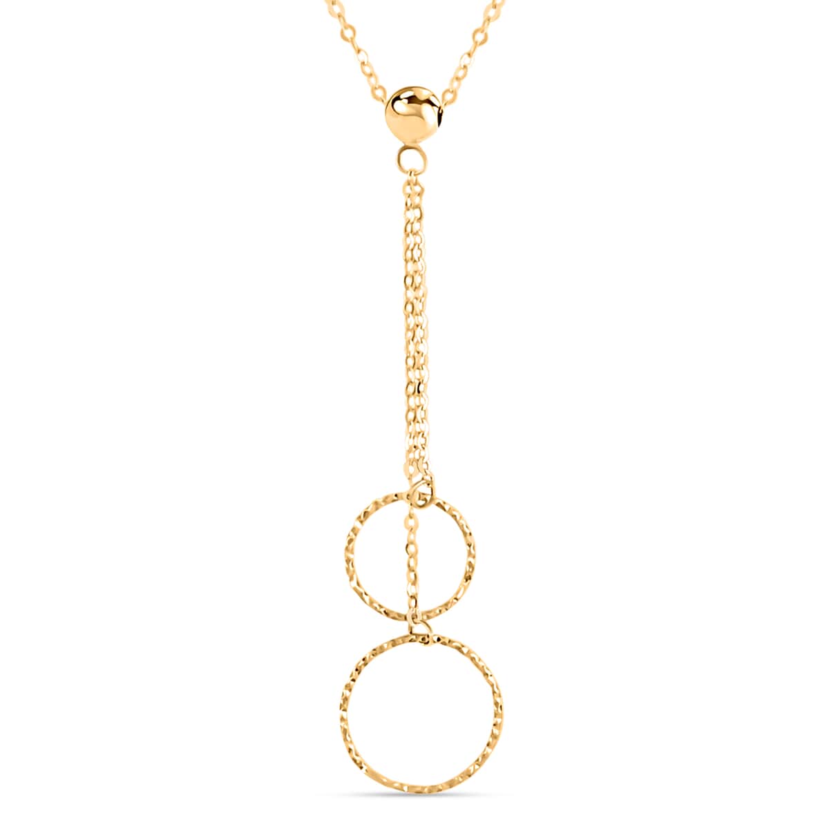 Italian 10K Yellow Gold Double Circle Pendant Necklace 18-20 Inches 0.80 Grams image number 0