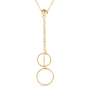 Italian 10K Yellow Gold Double Circle Pendant Necklace 18-20 Inches 0.80 Grams