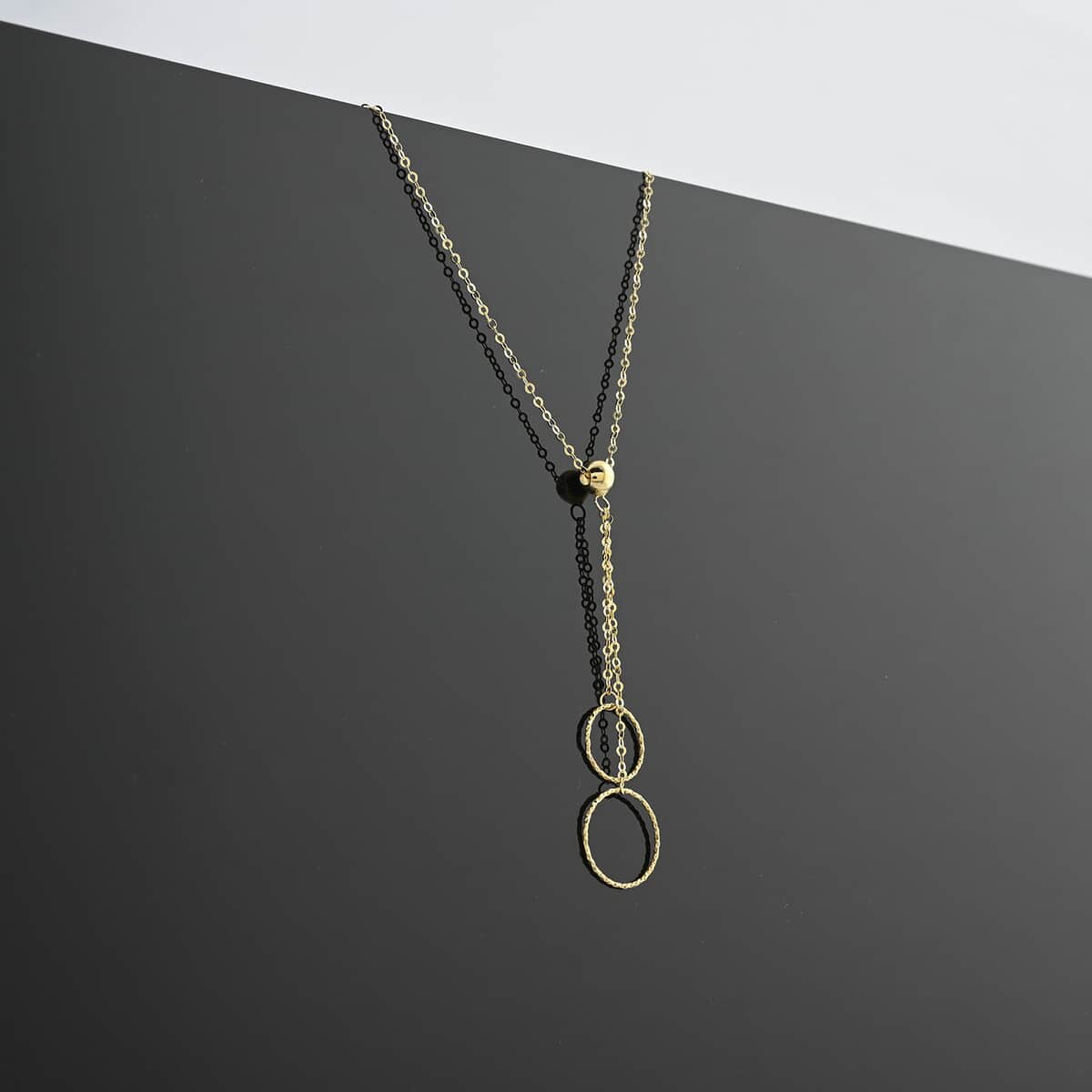 Italian 10K Yellow Gold Double Circle Pendant Necklace 18-20 Inches 0.80 Grams image number 1