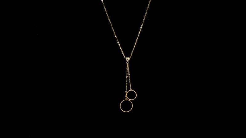 Italian 10K Yellow Gold Double Circle Pendant Necklace 18-20 Inches 0.80 Grams