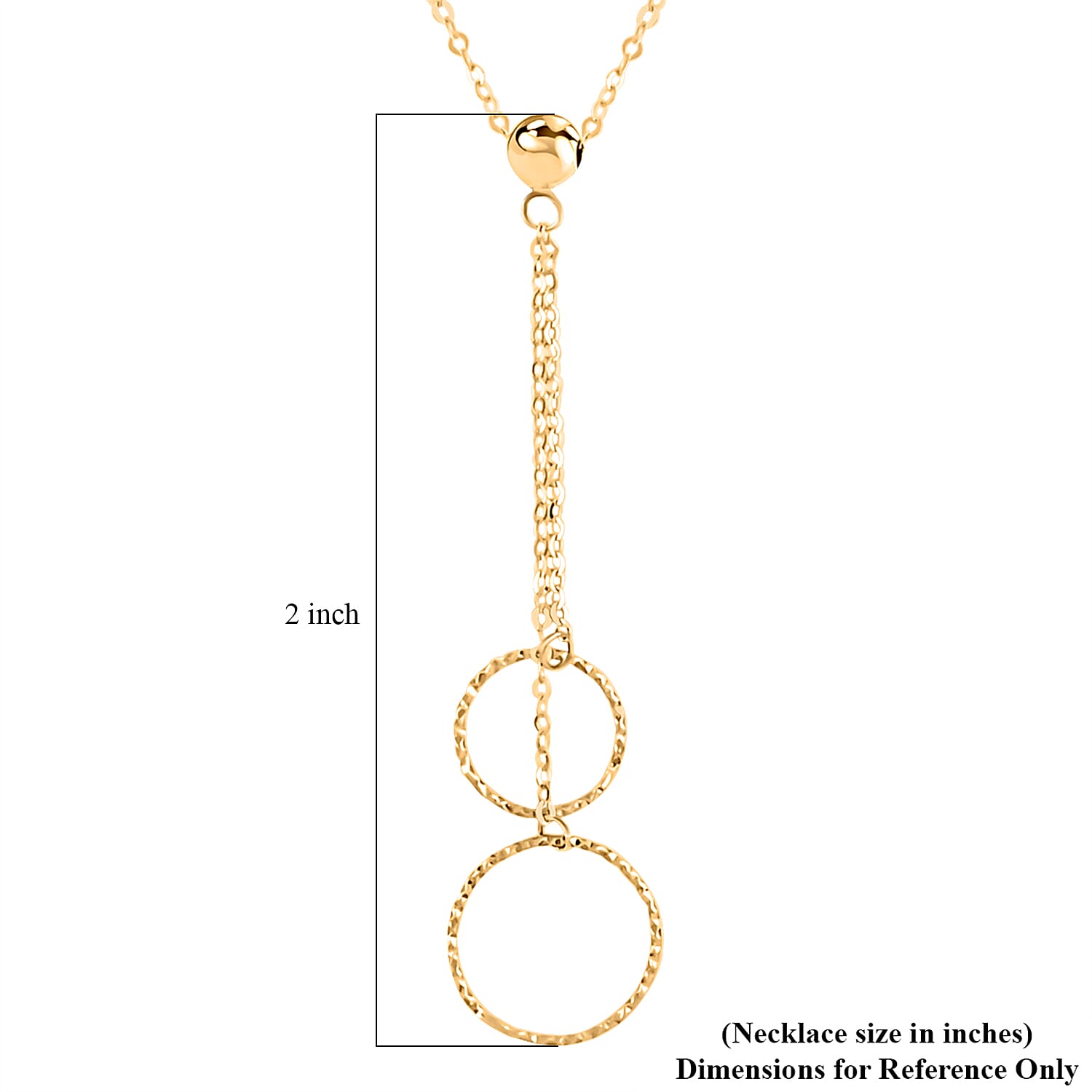 Italian 10K Yellow Gold Double Circle Pendant Necklace 18-20 Inches 0.80 Grams