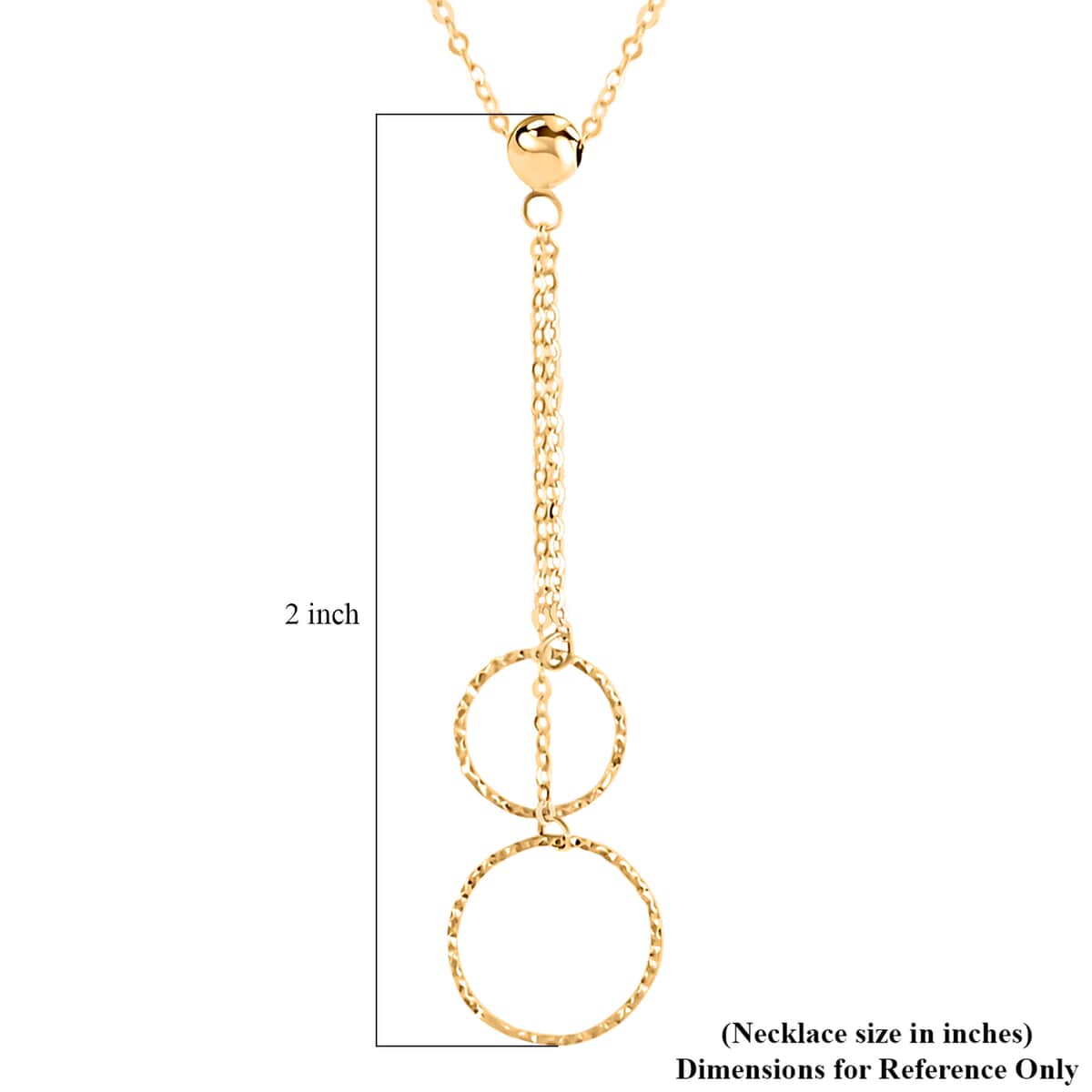 Italian 10K Yellow Gold Double Circle Pendant Necklace 18-20 Inches 0.80 Grams image number 4