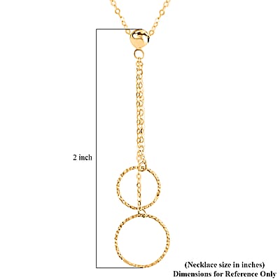 Italian 10K Yellow Gold Double Circle Pendant Necklace 18-20 Inches 0.80 Grams