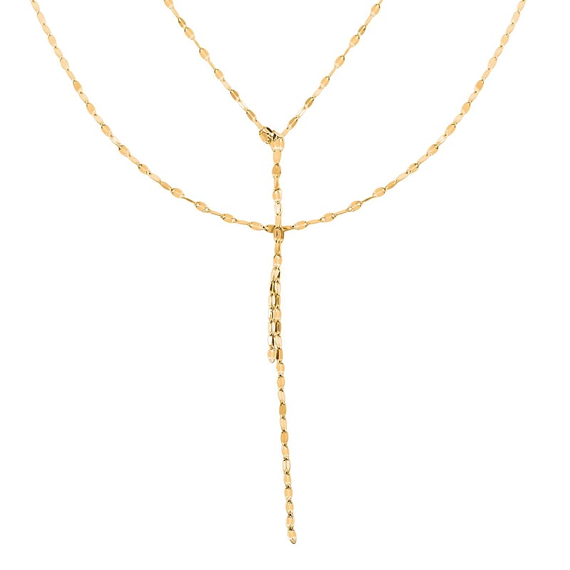 Italian Tassel Mirror Necklace in 10K Yellow Gold 1.80 Grams 20 Inches