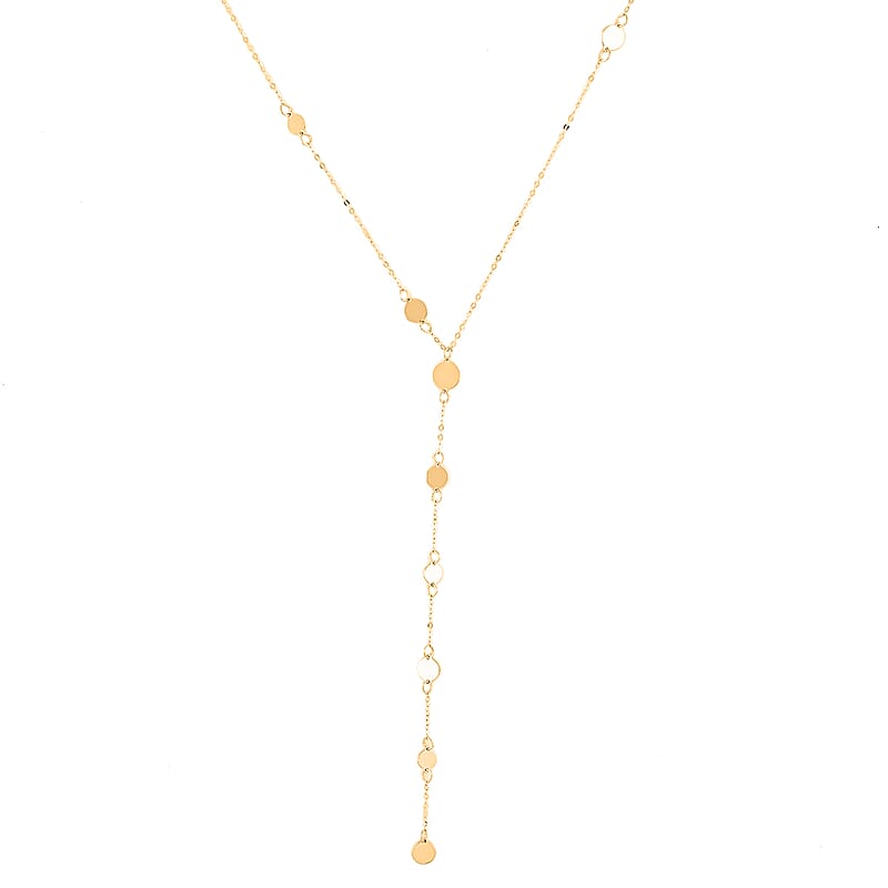 Italian 10K Yellow Gold Disc Drop Necklace 20 Inches 1.90 Grams