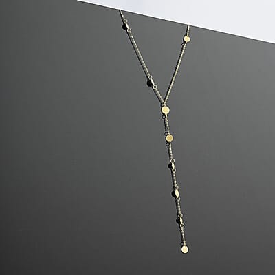 Italian 10K Yellow Gold Disc Drop Necklace 20 Inches 1.90 Grams