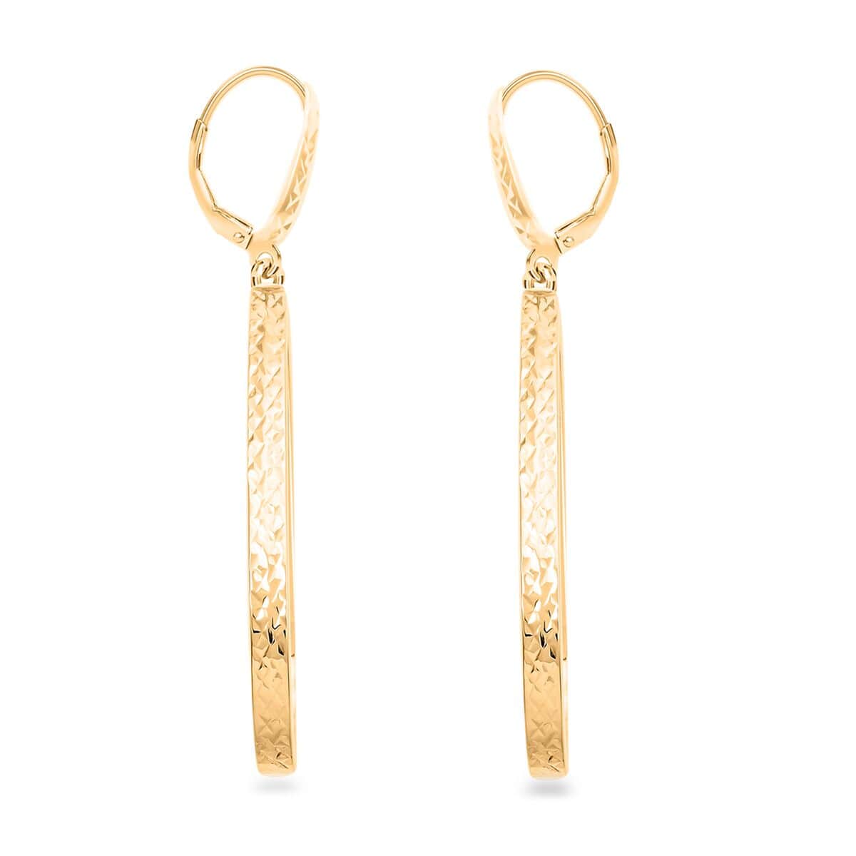 Italian 10K Yellow Gold Drop Hoop Earrings 2.60 Grams image number 0