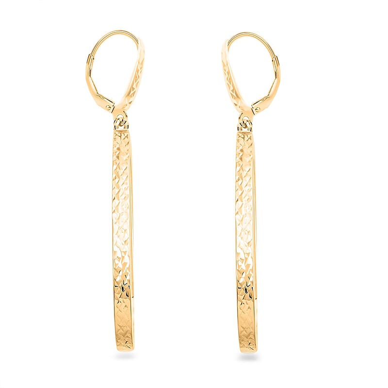 Italian 10K Yellow Gold Drop Hoop Earrings 2.60 Grams
