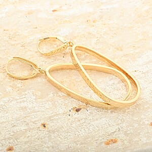 Italian 10K Yellow Gold Drop Hoop Earrings 2.60 Grams