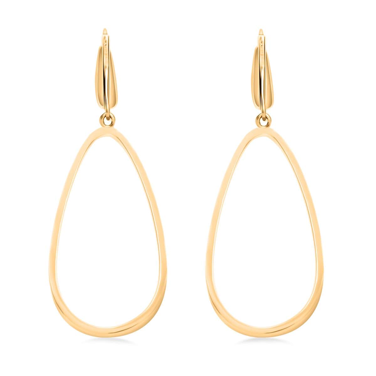 Italian 10K Yellow Gold Drop Hoop Earrings 2.60 Grams image number 3