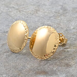 Cerchi Studs Italian 10K Yellow Gold Diamond-Cut Round Stud Earrings 1.43 Grams