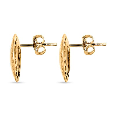 Cerchi Studs Italian 10K Yellow Gold Diamond-Cut Round Stud Earrings 1.43 Grams