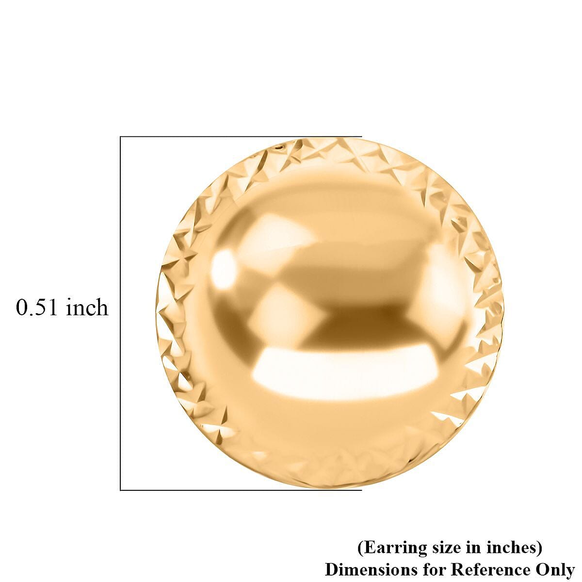 Cerchi Studs Italian 10K Yellow Gold Diamond-Cut Round Stud Earrings 1.43 Grams