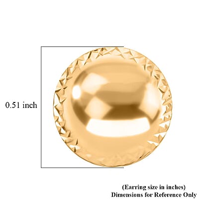Cerchi Studs Italian 10K Yellow Gold Diamond-Cut Round Stud Earrings 1.43 Grams