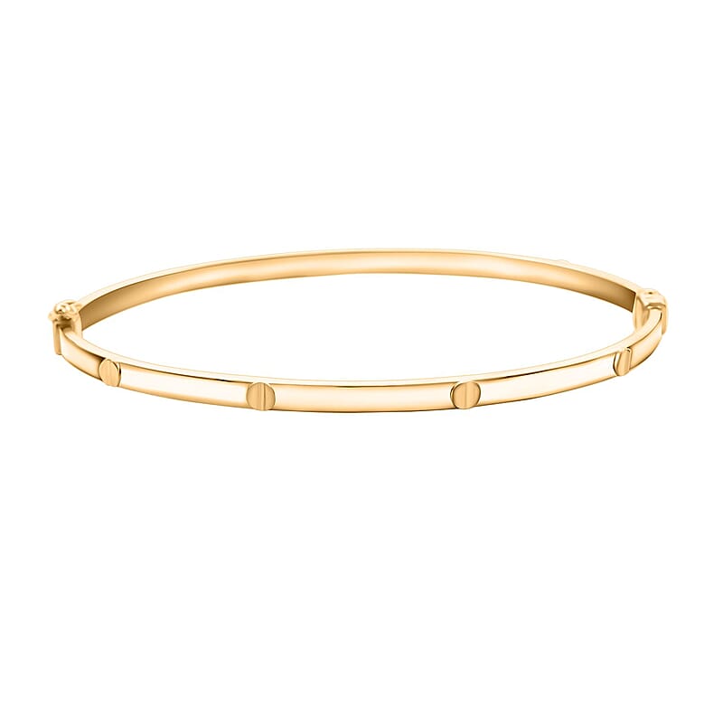 Italian 10K Yellow Gold Screw Bangle Bracelet with Hinged Closure (7.00 In) 3.95 Grams